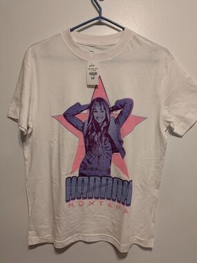 Hannah Montana White Graphic Tee - Pink & Purple Star Print
